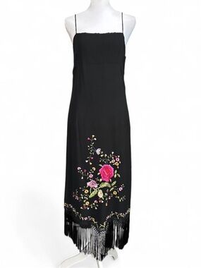 Aris A vintage silk fringe slip dress
